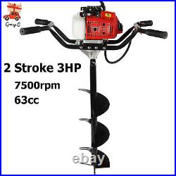 2-Man 2-Stroke Gas Power Post Hole Digger Engine with 8 inch Auger Bit 3 HP