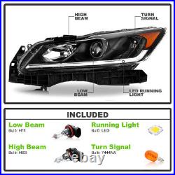 Black Halogen Type with LED DRL Projector Headlights for 2016-2017 Honda Accord