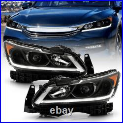 Black Halogen Type with LED DRL Projector Headlights for 2016-2017 Honda Accord