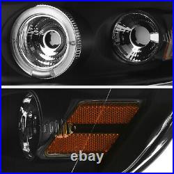 Black Projector Headlight LED Angel Eye Amber Signal Lamp For 98-02 Honda Accord