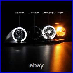 Black Projector Headlight LED Angel Eye Amber Signal Lamp For 98-02 Honda Accord
