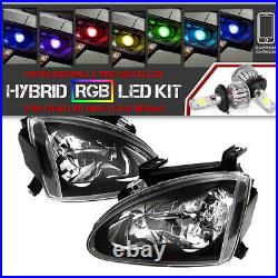 Bluetooth RGB LED Bulb Black HeadLight Lamp For 93-97 Honda Del Sol H22 H23