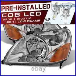 CREE LED Bulb Installed For 03-05 Honda Pilot Chrome Headlight Lamp Assembly