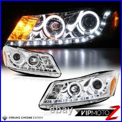 Euro Chrome LED Projector Headlight+DRL Pair Assembly For 08-12 Honda Accord 4DR