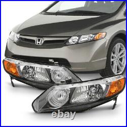 FACTORY STYLE For 06-11 Honda Civic 4DOOR Left+Right Black Headlight Assembly