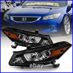 For 08-12 Honda Accord 2-DR Coupe Black Housing Projector Headlight Driving Lamp