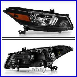 For 08-12 Honda Accord 2-DR Coupe Black Projector Headlight Lamp