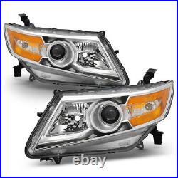 For 11-17 Honda Odyssey Headlight Projector Lamp Chrome Replacement Left+Right