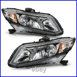 For 12-15 Honda Civic Chrome Crystal Clear Replacement Headlight Projector Lamp