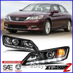 For 13-15 Honda Accord LED DRL Model Black Factory Style Replacement Headlight