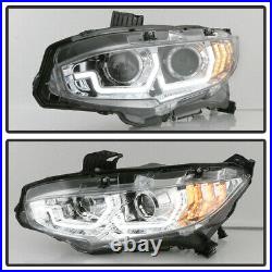 For 16-21 Honda Civic 3D LED Bar Sequential Signal Lamp Dual Projector Headlight