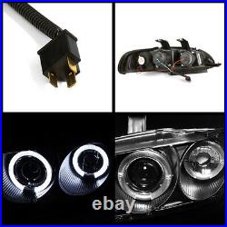 For 92-95 Civic EM 4DR New Black Projector Headlight Halo Angel Eye Lamp L+R Set