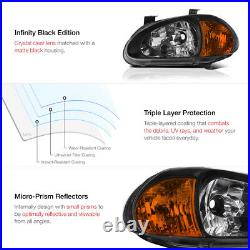 For 93-97 Honda Civic Del Sol 1.6 Vtec Si Black 1PC JDM Corner Lamp Headlight