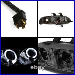 For Honda Civic 92-95 EG Smoke Angel Eye Projector Headlight Pair LH+RH Assembly