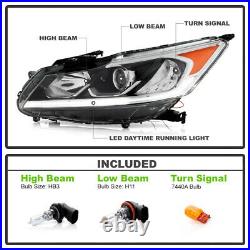 LED DRL Model ONLY For 16-17 Honda Accord Projector Headlight Driver+Passenger