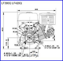 LF420QE 15hp LIFAN ELECTRIC START PETROL ENGINE Replaces Honda GX390 1 Shaft